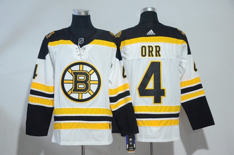 NHL Bruins 4 Bobby Orr White Adidas Men Jersey