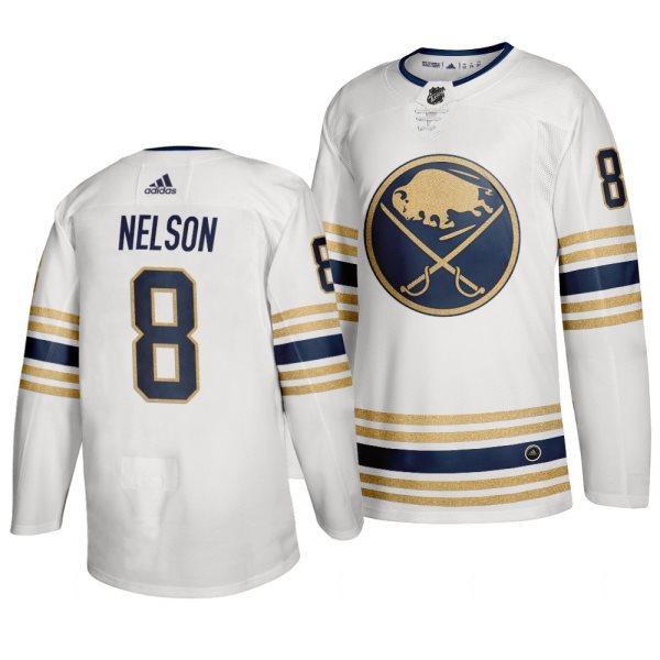 Sabres 8 Casey Nelson White 50th anniversary Adidas Men Jersey