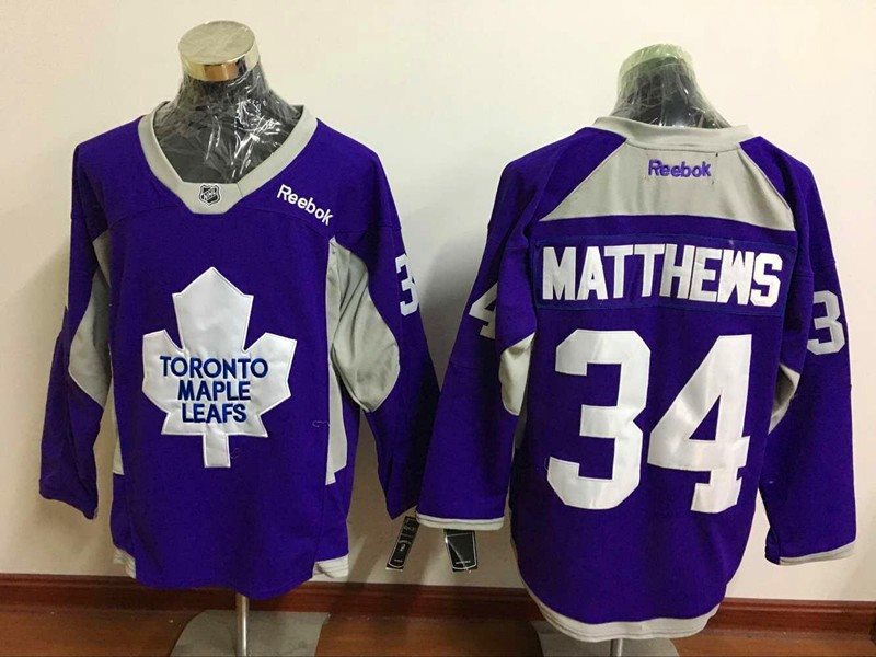 NHL Maple Leafs 34 Auston Matthews Purple Fights Cancer Reebok Men Jersey