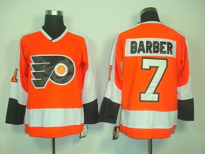 NHL Flyers 7 Bill Barber Orange CCM Throwback Men Jersey