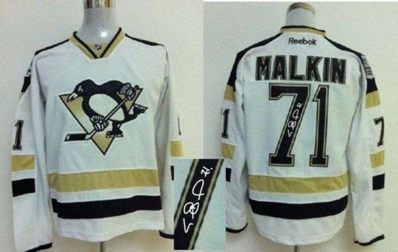 NHL Penguins 71 Evgeni Malkin White 2014 Stadium Series Autographed Men Jersey