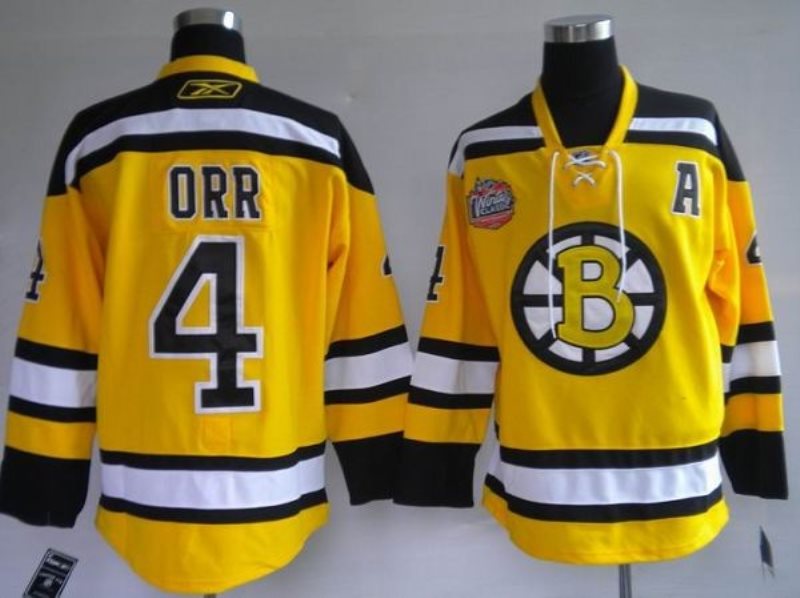 NHL Bruins 4 Bobby Orr Winter Classic Yellow Men Jersey