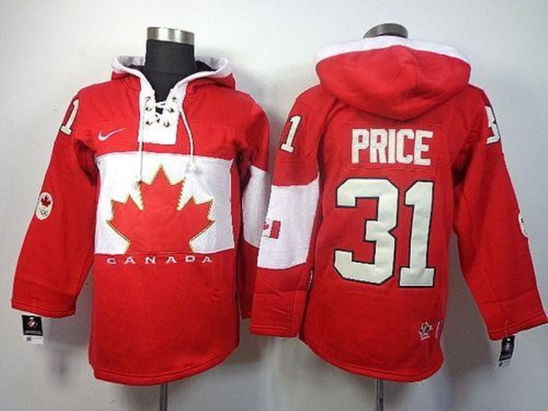 Olympic CA. 31 Carey Price Red Sawyer Hooded Sweatshirt Stitched NHL Jersey