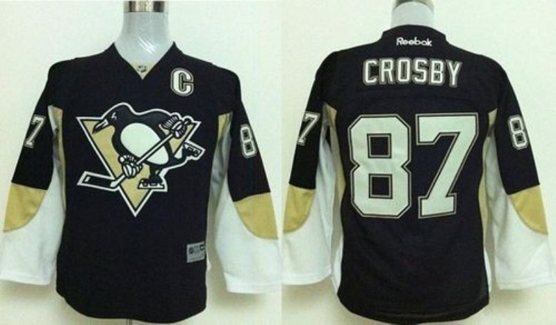 NHL Penguins 87 Sidney Crosby Black Youth Jersey