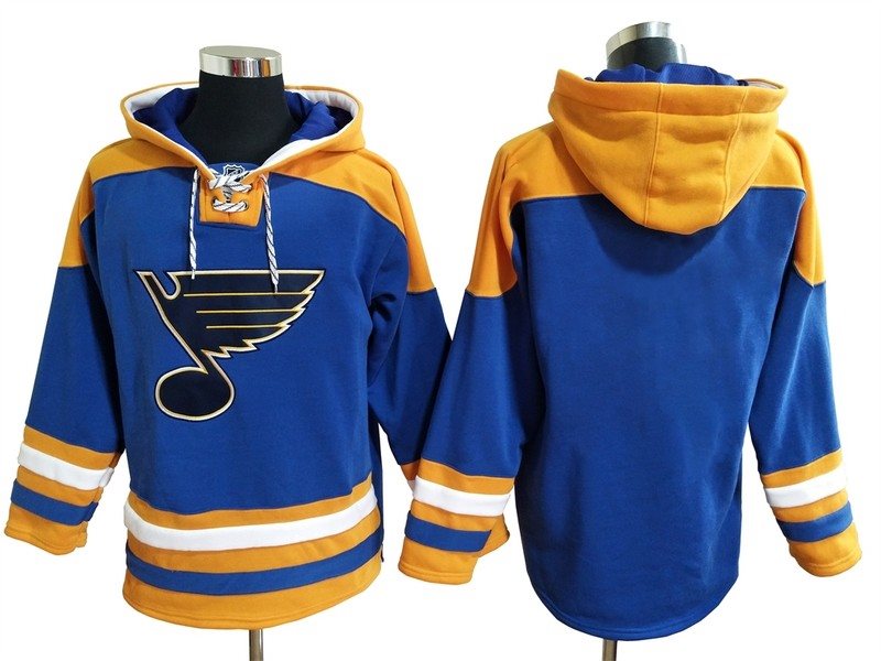 Men's St. Louis Blues Blank Blue Ageless Must-Have Lace-Up Pullover Hoodie
