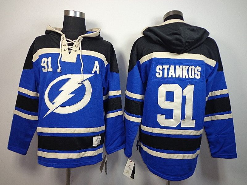 NHL Lightning 91 Stamkos Blue Hooded Men Sweatshirt