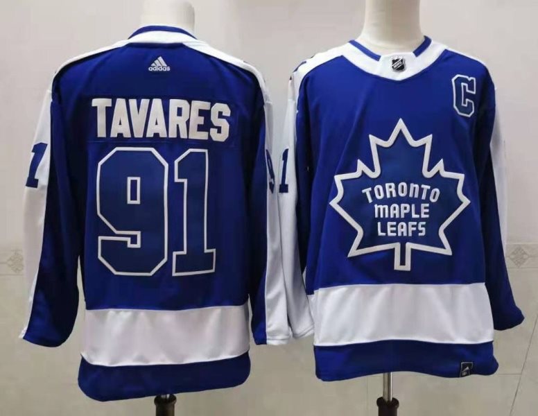 NHL Maple Leafs 91 John Tavares Blue 2020 New Adidas Men Jersey