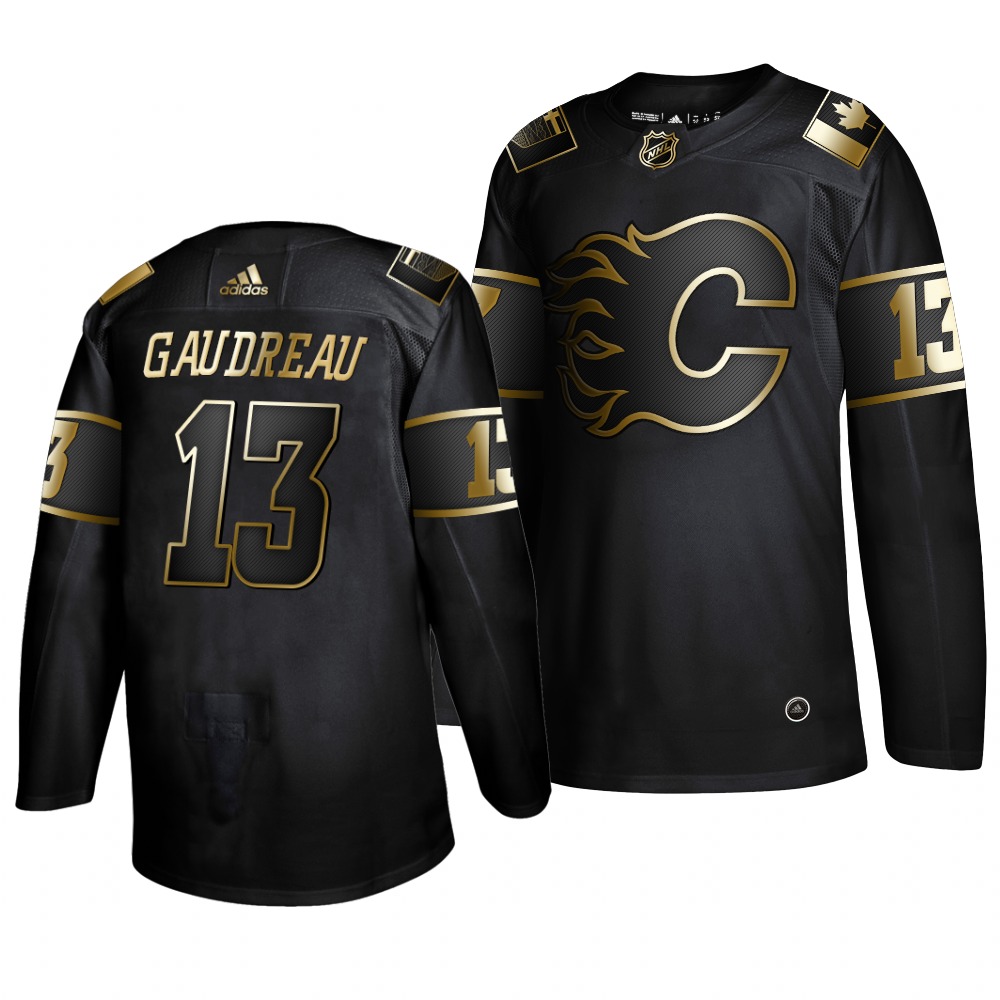 Adidas Flames #13 Johnny Gaudreau Men's 2019 Black Golden Edition Authentic Stitched NHL Jersey