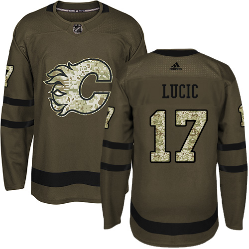 Adidas Flames #17 Milan Lucic Green Salute to Service Stitched NHL Jersey