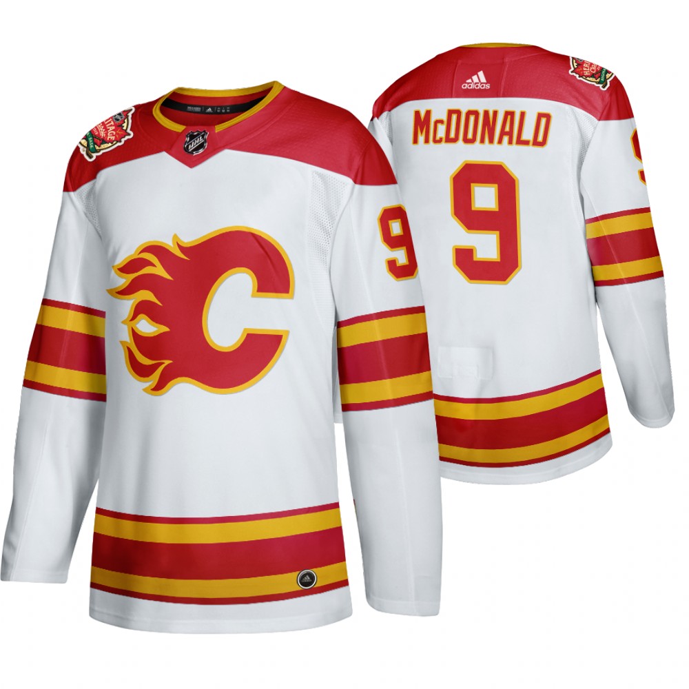 Calgary Flames #9 Lanny Mcdonald Men's 2019-20 Heritage Classic Authentic White Stitched NHL Jersey