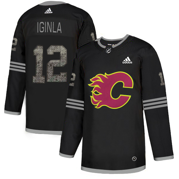 Adidas Flames #12 Jarome Iginla Black Authentic Classic Stitched NHL Jersey