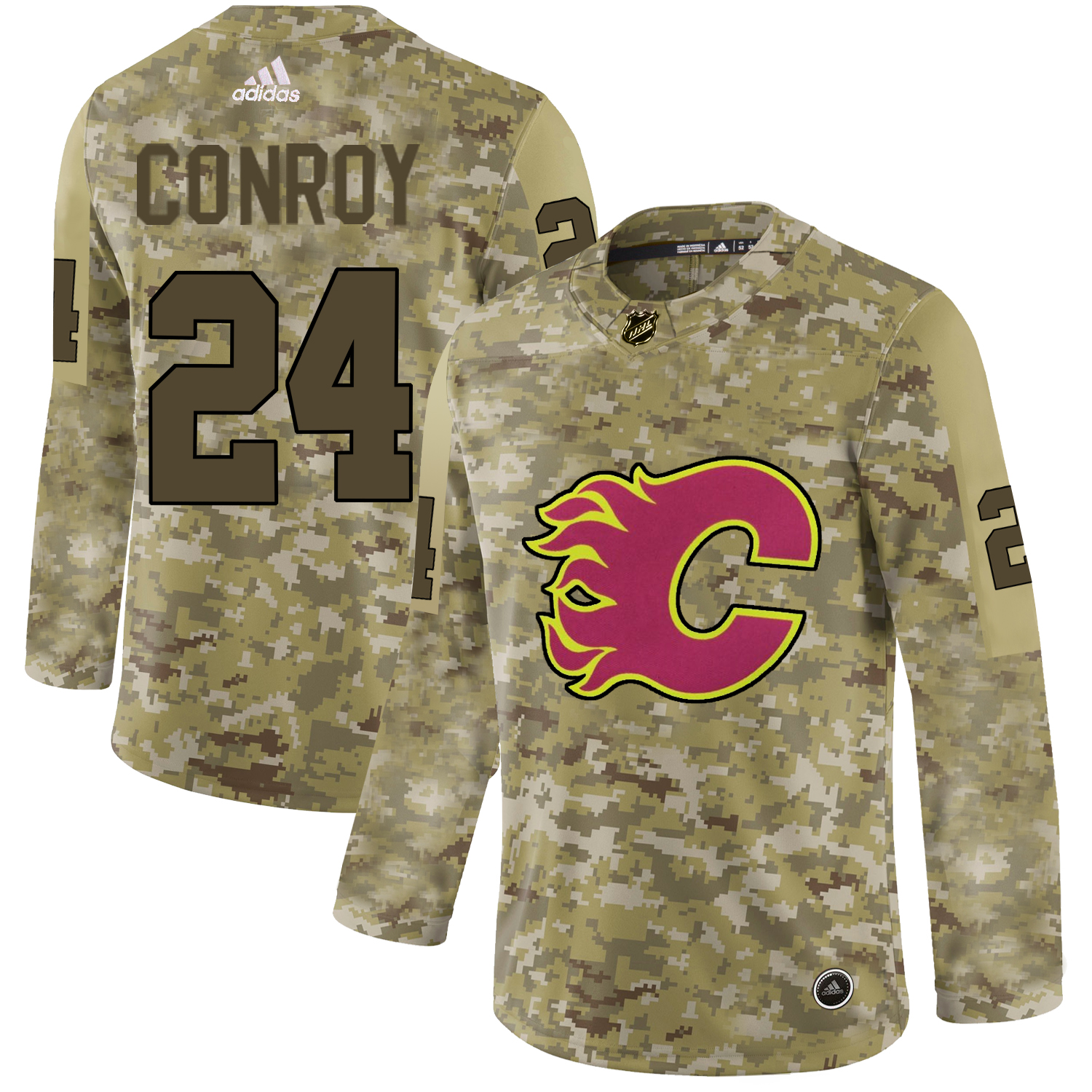 Adidas Flames #24 Craig Conroy Camo Authentic Stitched NHL Jersey