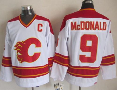 Flames #9 Lanny McDonald White CCM Throwback Stitched NHL Jersey