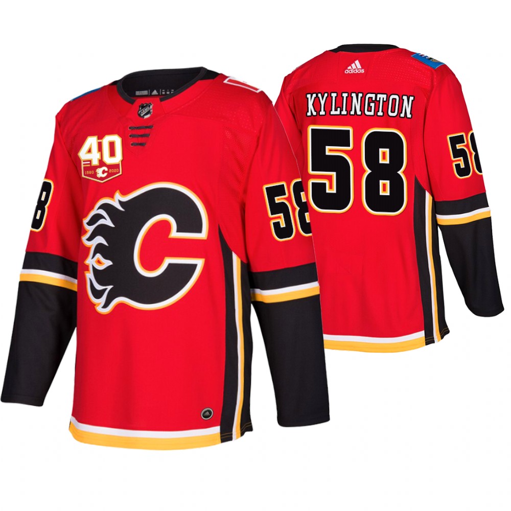 Adidas Calgary Flames #58 Oliver Kylington 40th Anniversary Third 2019-20 NHL Jersey