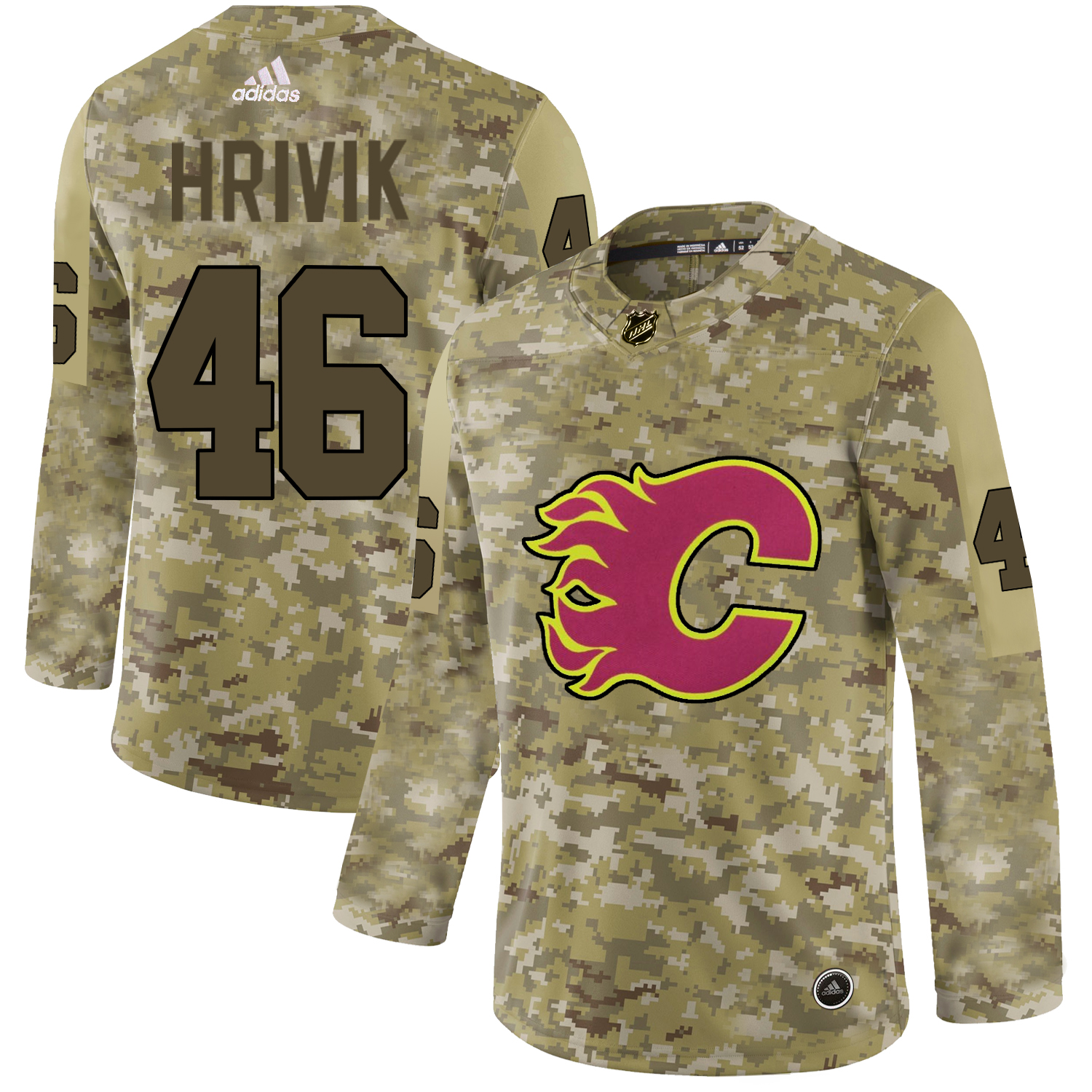 Adidas Flames #46 Marek Hrivik Camo Authentic Stitched NHL Jersey