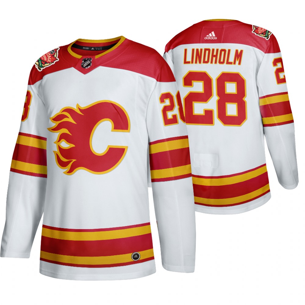 Calgary Flames #28 Elias Lindholm Men's 2019-20 Heritage Classic Authentic White Stitched NHL Jersey