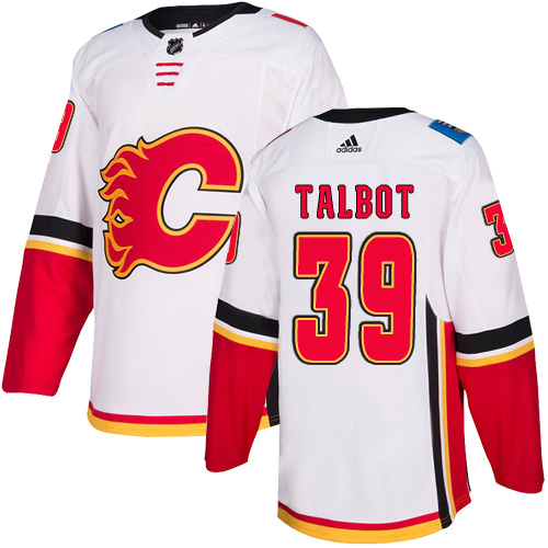 Adidas Flames #39 Cam Talbot White Road Authentic Stitched NHL Jersey