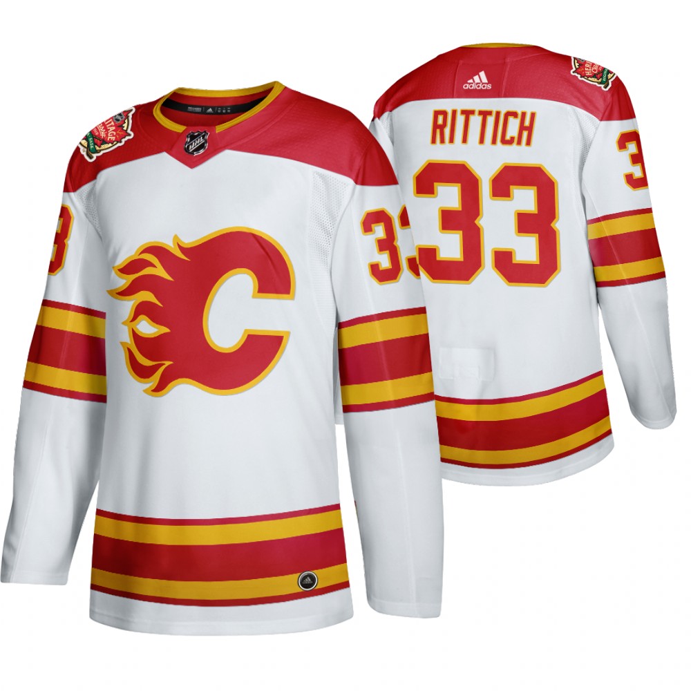 Calgary Flames #33 David Rittich Men's 2019-20 Heritage Classic Authentic White Stitched NHL Jersey