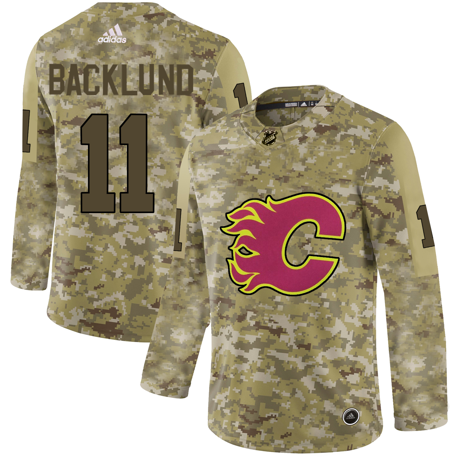 Adidas Flames #11 Mikael Backlund Camo Authentic Stitched NHL Jersey