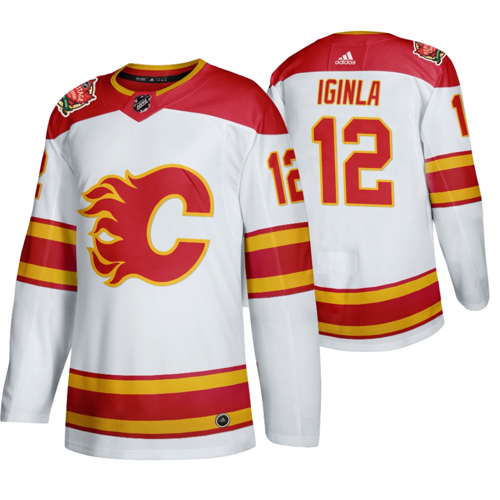 Calgary Flames #12 Jarome Iginla Men's 2019-20 Heritage Classic Authentic White Stitched NHL Jersey