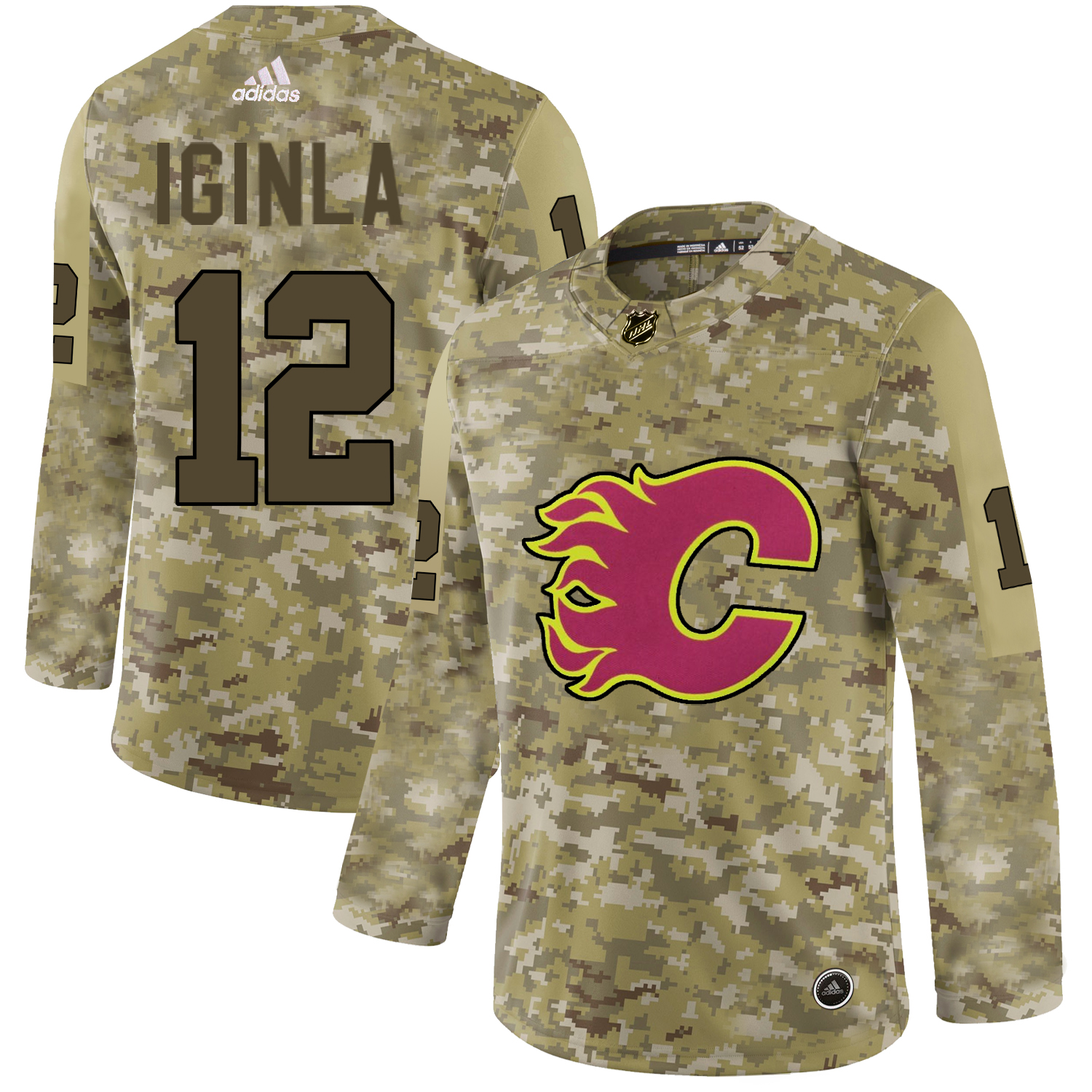 Adidas Flames #12 Jarome Iginla Camo Authentic Stitched NHL Jersey