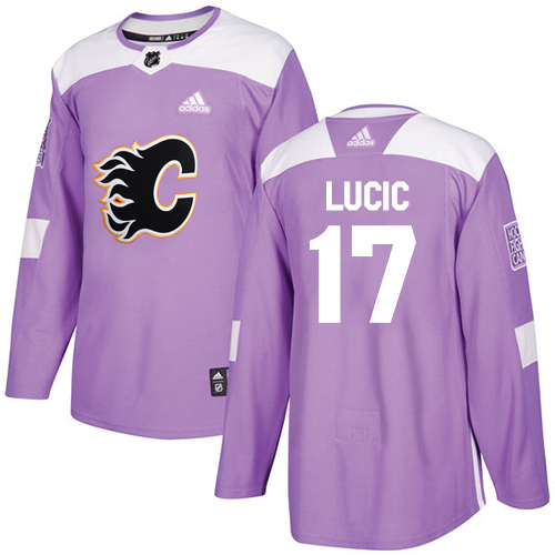 Adidas Flames #17 Milan Lucic Purple Authentic Fights Cancer Stitched NHL Jersey