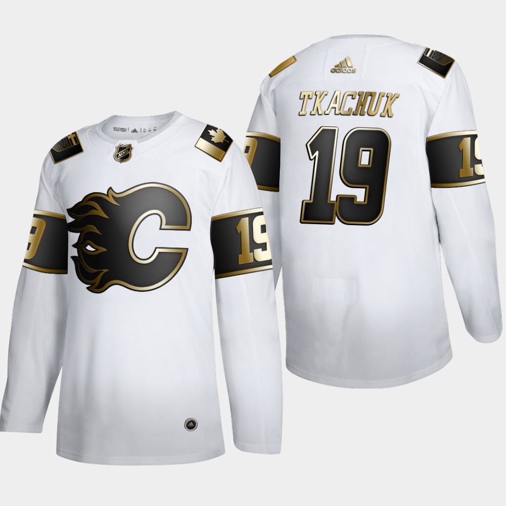Calgary Flames #19 Matthew Tkachuk Men's Adidas White Golden Edition Limited Stitched NHL Jersey