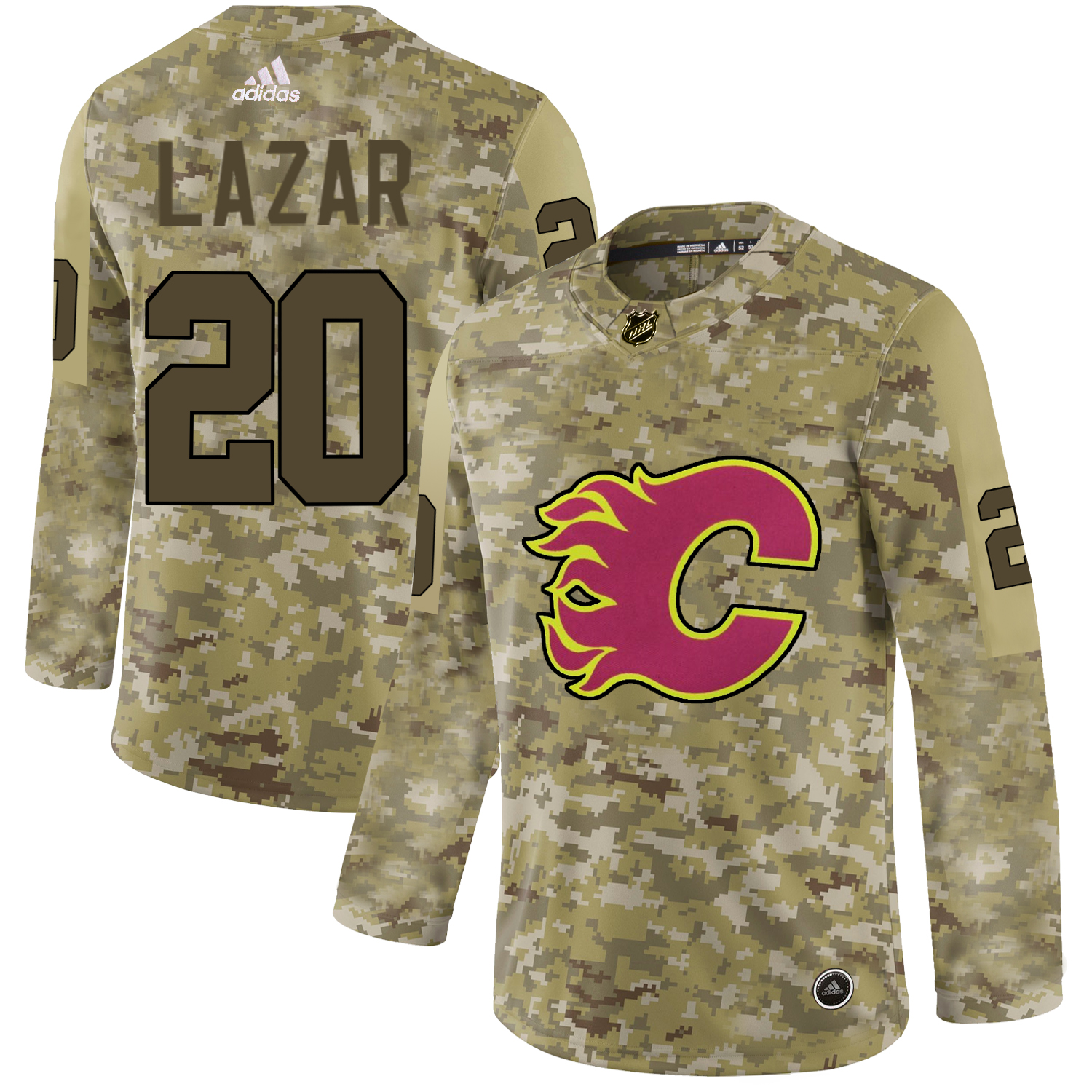 Adidas Flames #20 Curtis Lazar Camo Authentic Stitched NHL Jersey