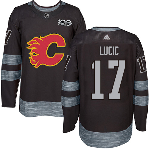 Adidas Flames #17 Milan Lucic Black 1917-2017 100th Anniversary Stitched NHL Jersey