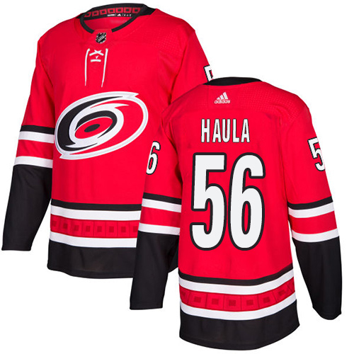 Adidas Hurricanes #56 Erik Haula Red Home Authentic Stitched NHL Jersey