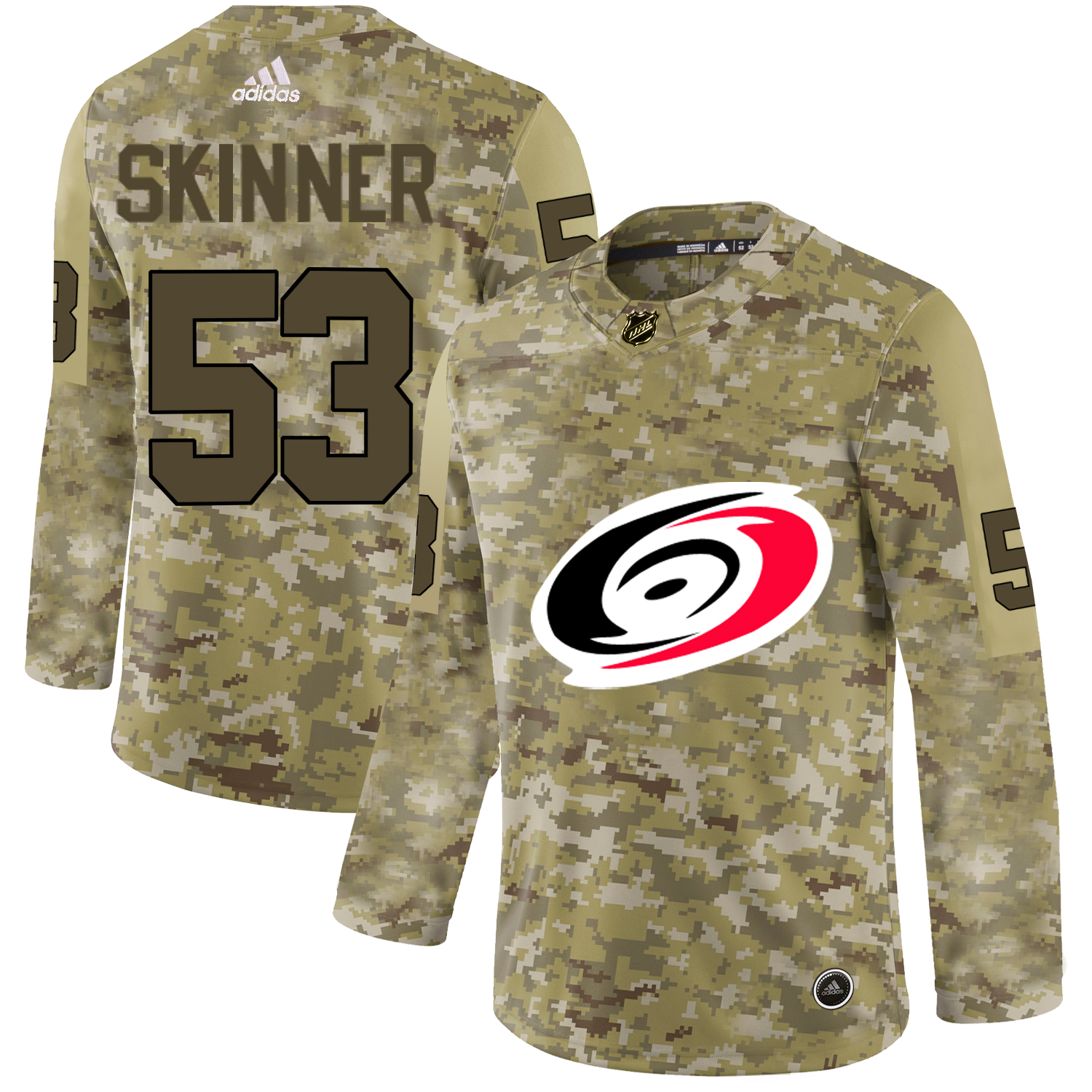 Adidas Hurricanes #53 Jeff Skinner Camo Authentic Stitched NHL Jersey