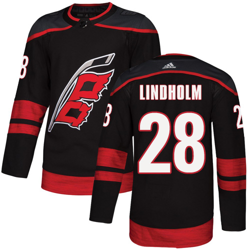 Adidas Hurricanes #28 Elias Lindholm Black Alternate Authentic Stitched NHL Jersey