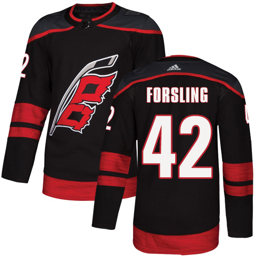 Adidas Hurricanes #42 Gustav Forsling Black Alternate Authentic Stitched NHL Jersey