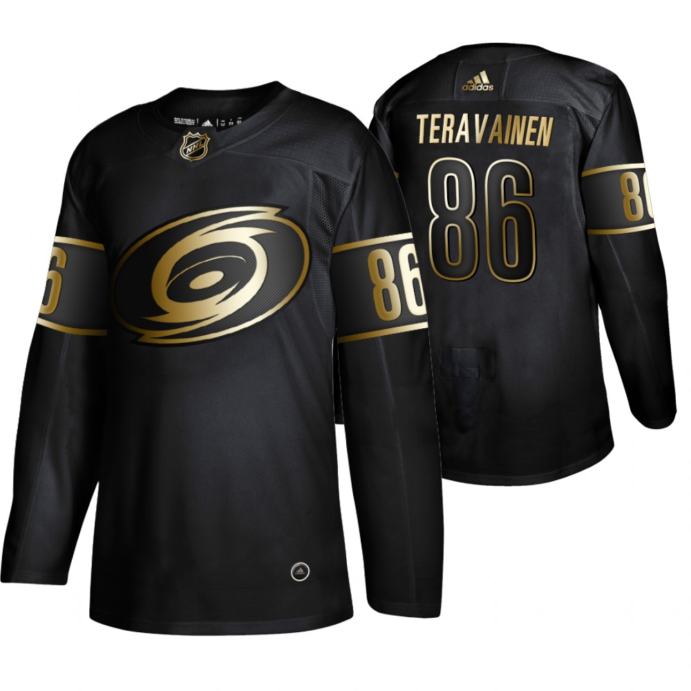 Adidas Hurricanes #86 Teuvo Teravainen Men's 2019 Black Golden Edition Authentic Stitched NHL Jersey