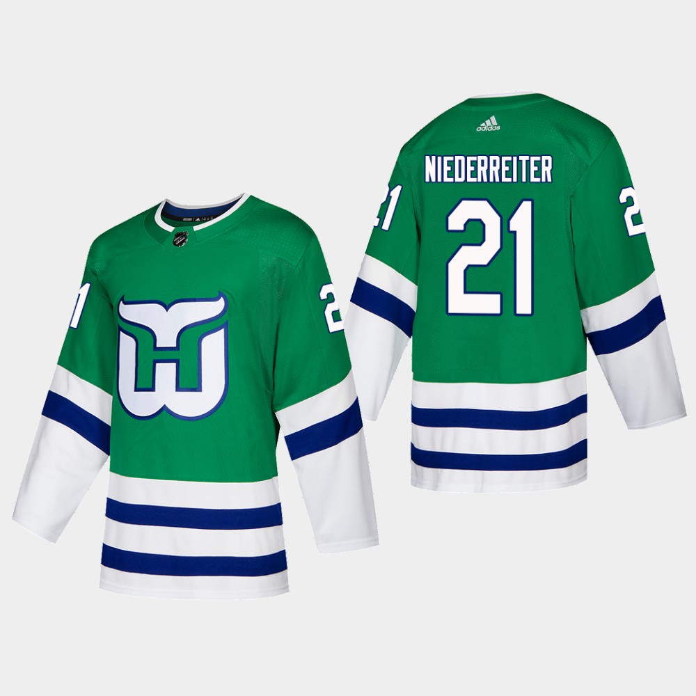 Hartford Whalers #21 Nino Niederreiter Adidas 2019-20 Heritage Authentic Player NHL Jersey Green