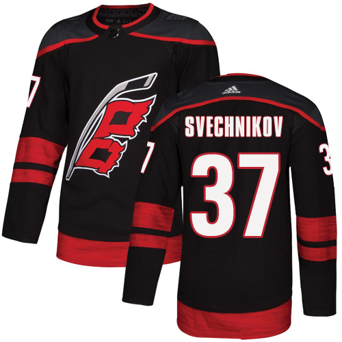 Adidas Hurricanes #37 Andrei Svechnikov Black Alternate Authentic Stitched NHL Jersey