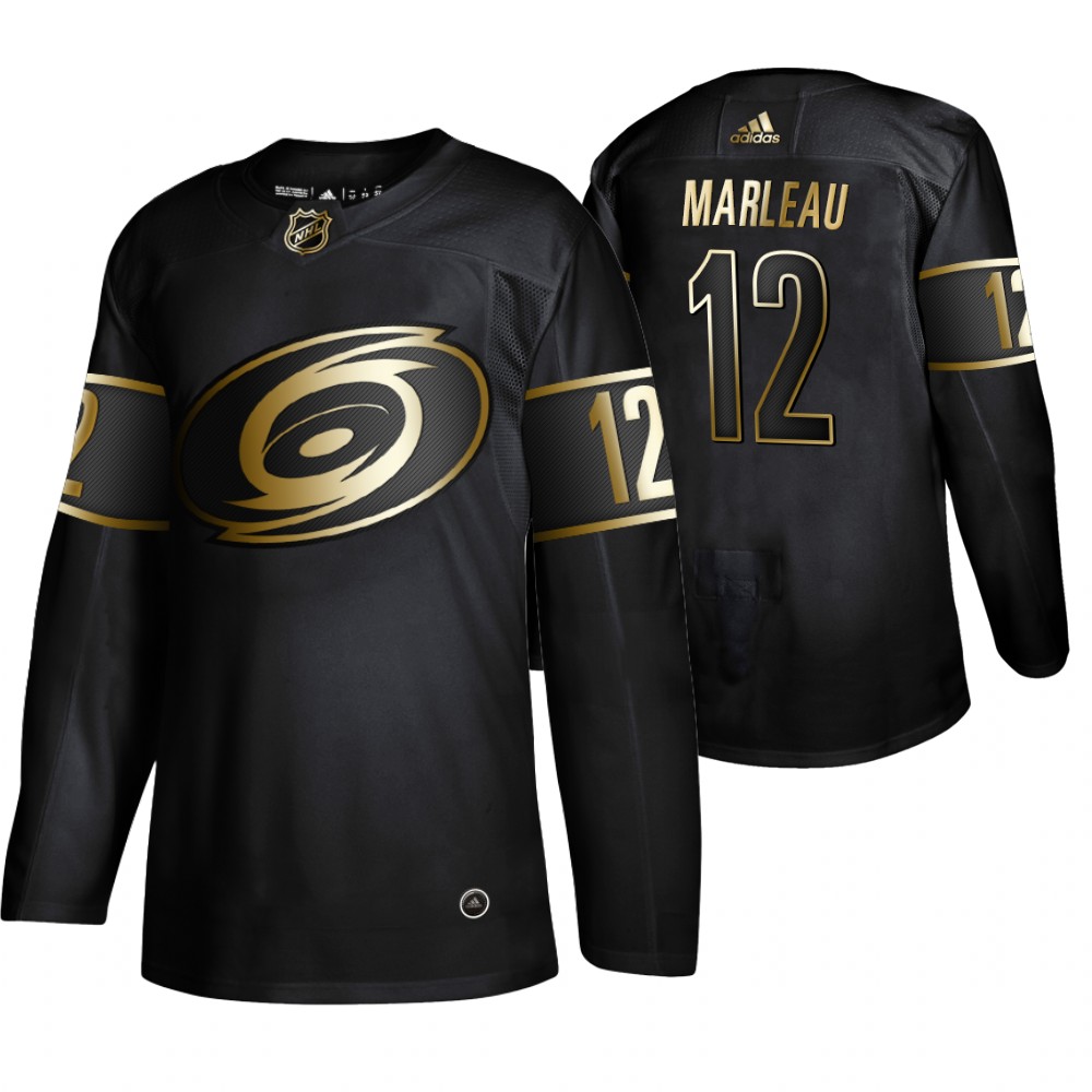 Adidas Hurricanes #12 Patrick Marleau Men's 2019 Black Golden Edition Authentic Stitched NHL Jersey