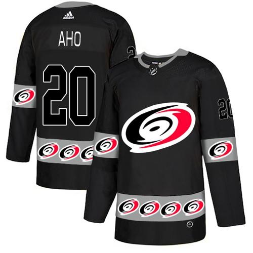 Adidas Hurricanes #20 Sebastian Aho Black Authentic Team Logo Fashion Stitched NHL Jersey