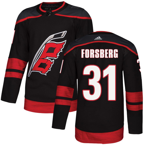 Adidas Hurricanes #31 Anton Forsberg Black Alternate Authentic Stitched NHL Jersey