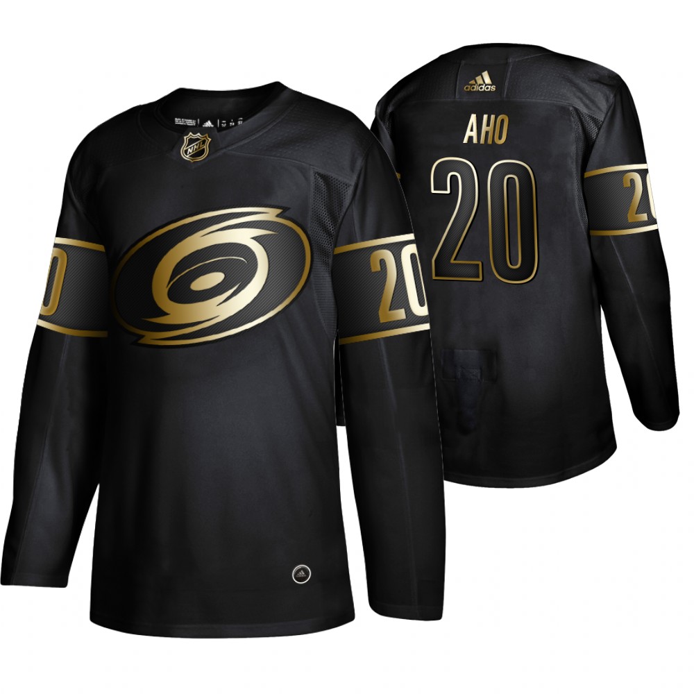 Adidas Hurricanes #20 Sebastian Aho Men's 2019 Black Golden Edition Authentic Stitched NHL Jersey