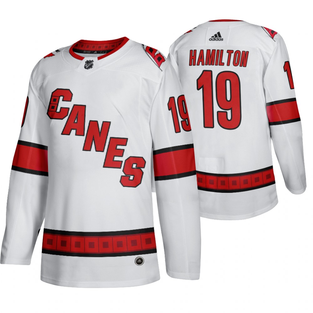 Carolina Hurricanes #19 Dougie Hamilton Men's 2019-20 Away Authentic Player White Stitched NHL Jersey