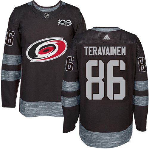 Adidas Hurricanes #86 Teuvo Teravainen Black 1917-2017 100th Anniversary Stitched NHL Jersey