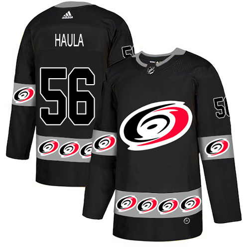 Adidas Hurricanes #56 Erik Haula Black Authentic Team Logo Fashion Stitched NHL Jersey