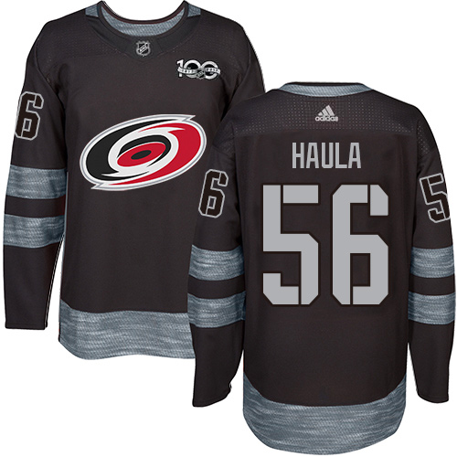 Adidas Hurricanes #56 Erik Haula Black 1917-2017 100th Anniversary Stitched NHL Jersey