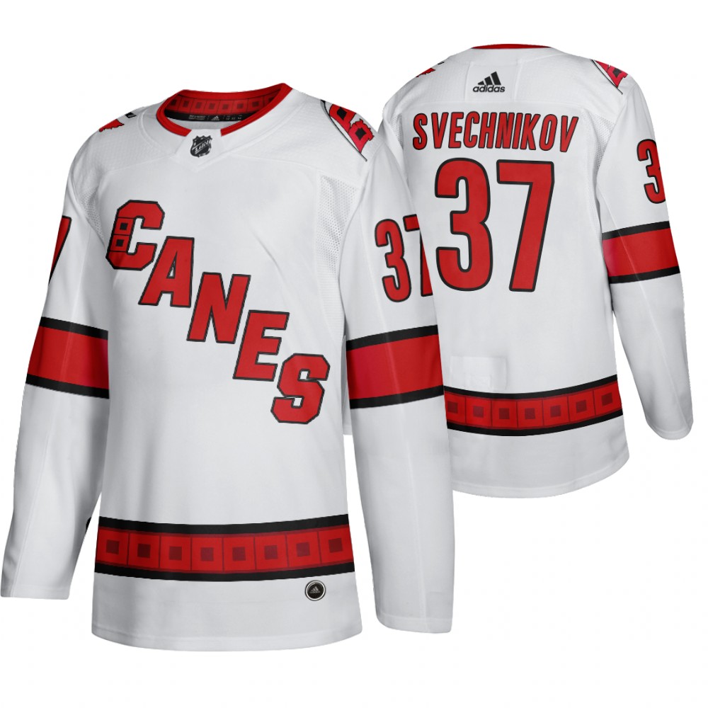 Carolina Hurricanes #37 Andrei Svechnikov Men's 2019-20 Away Authentic Player White Stitched NHL Jersey