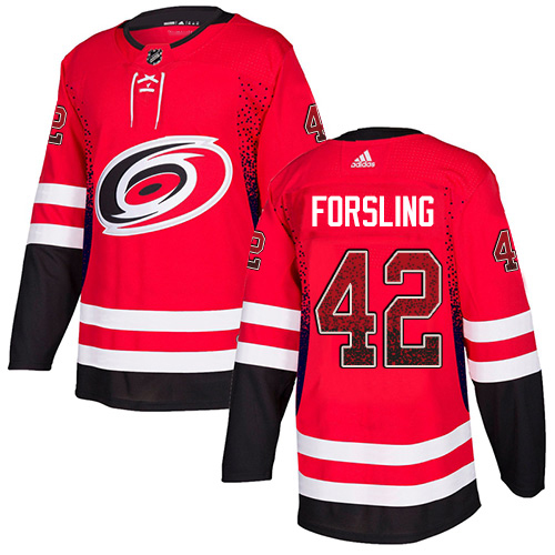 Adidas Hurricanes #42 Gustav Forsling Red Home Authentic Drift Fashion Stitched NHL Jersey