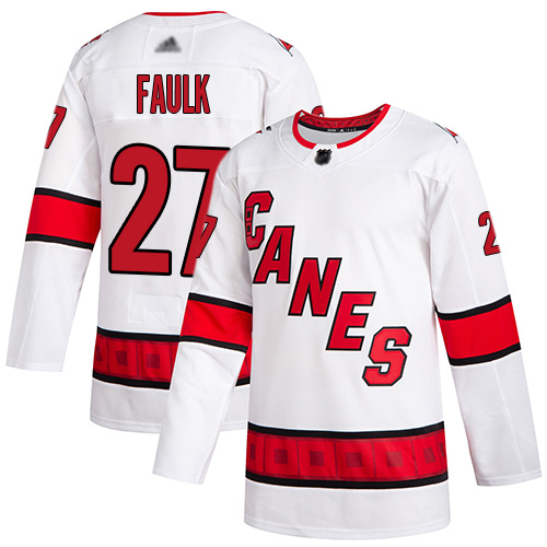 Adidas Hurricanes #27 Justin Faulk White Road Authentic Stitched NHL Jersey