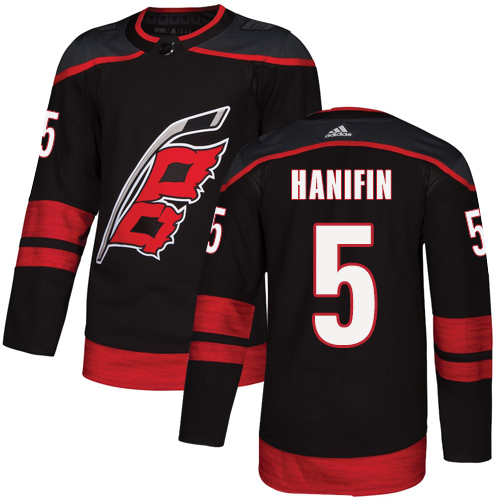 Adidas Hurricanes #5 Noah Hanifin Black Alternate Authentic Stitched NHL Jersey