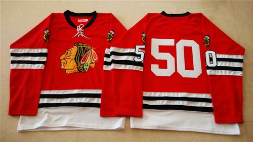 Mitchell And Ness 1960-61 Blackhawks #50 Corey Crawford Red Stitched NHL Jersey