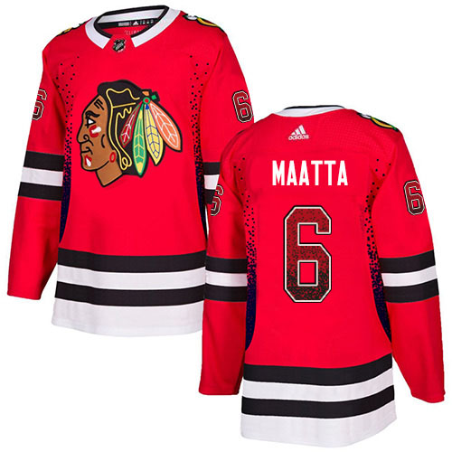 Adidas Blackhawks #6 Olli Maatta Red Home Authentic Drift Fashion Stitched NHL Jersey